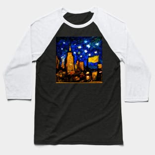 New York City in Van Gogh's style Baseball T-Shirt